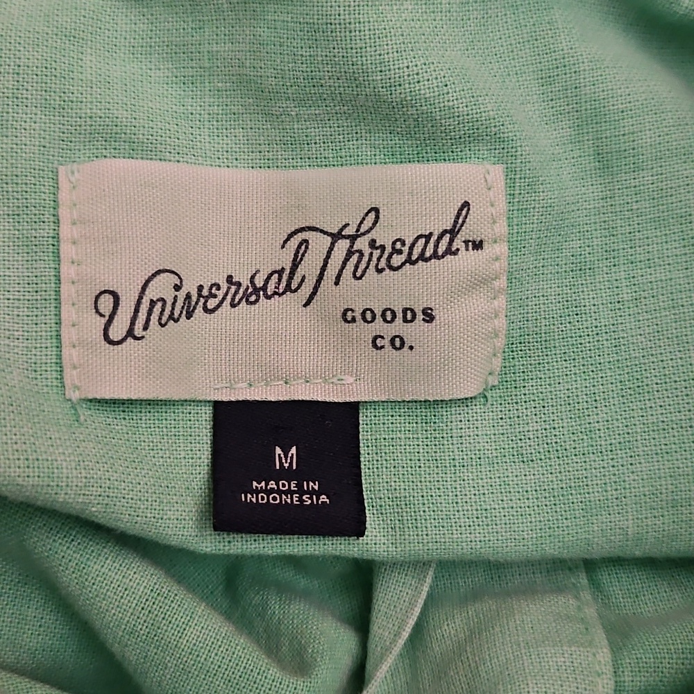 UNIVERSAL THREAD Lime Green Linen Blend Cropped Long Sleeve Shirt - Picture 6 of 7